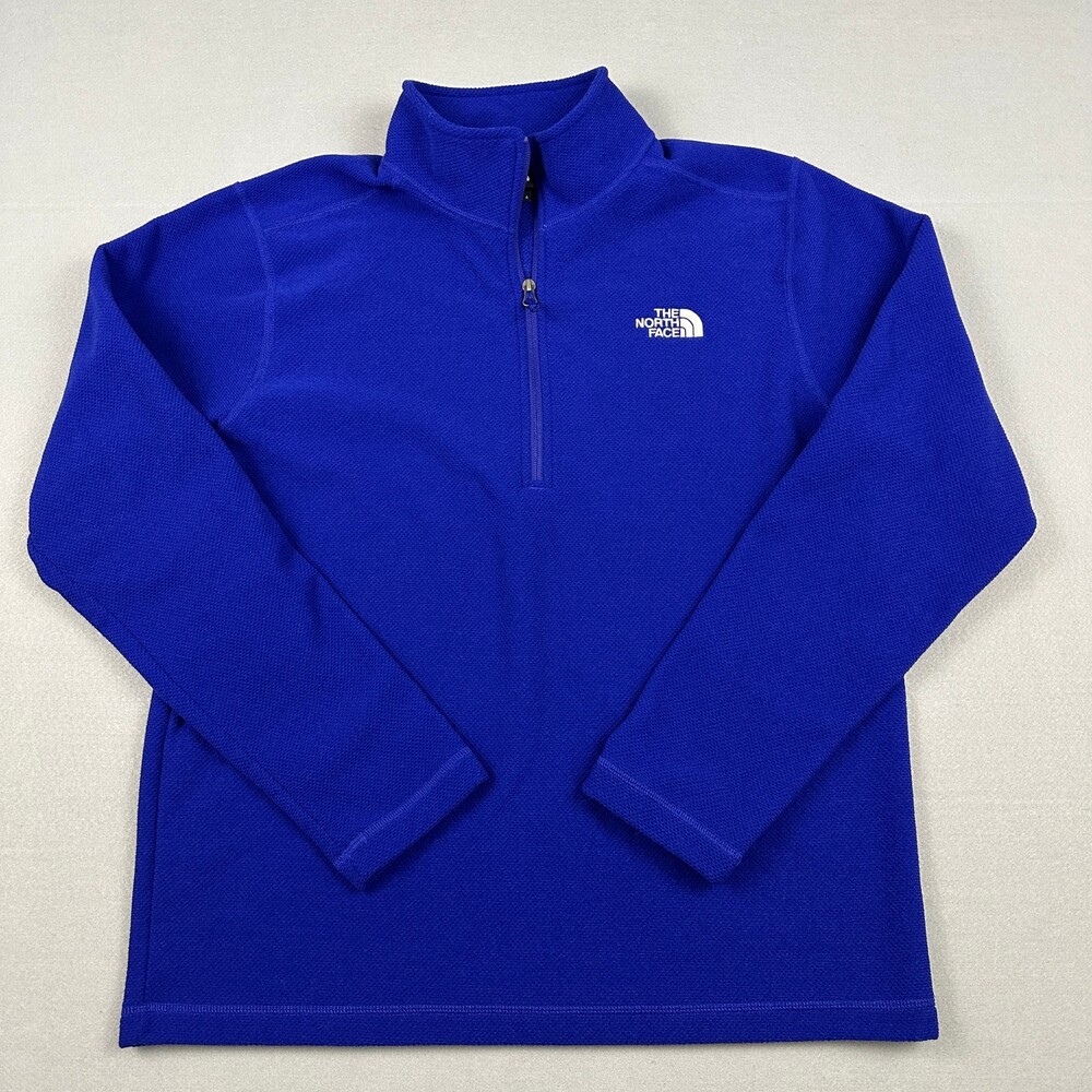 The North Face Jacket Men Large Blue Solid 1/4 Zip Fleece Outdoor Hiking L